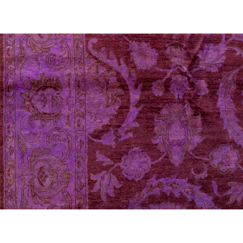 Tapis mauve et rouge noué à la main de haute qualité