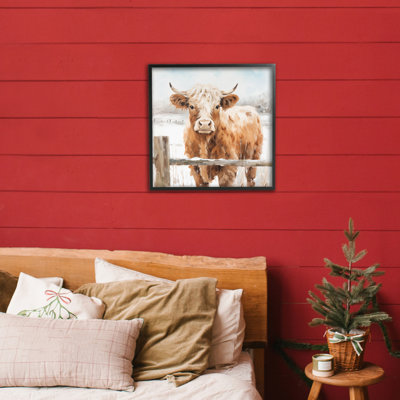 Cattle at Snowy Fence Framed Giclee, design by Heidi Kuntz