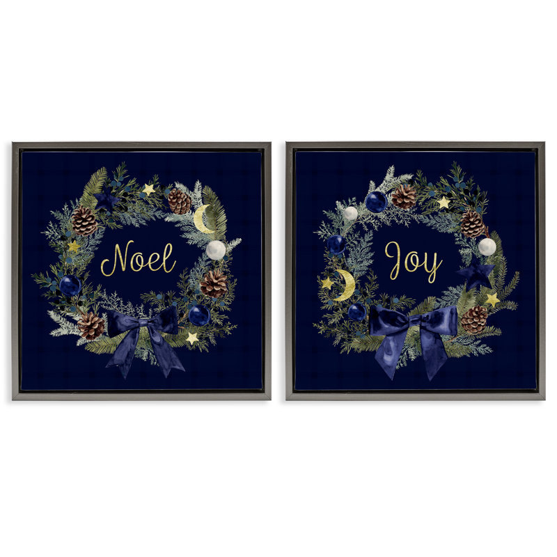 «Noel Joy Balsam Wreath» par 2, H 18 po x l 18 po, Cadre flottant gris lustré