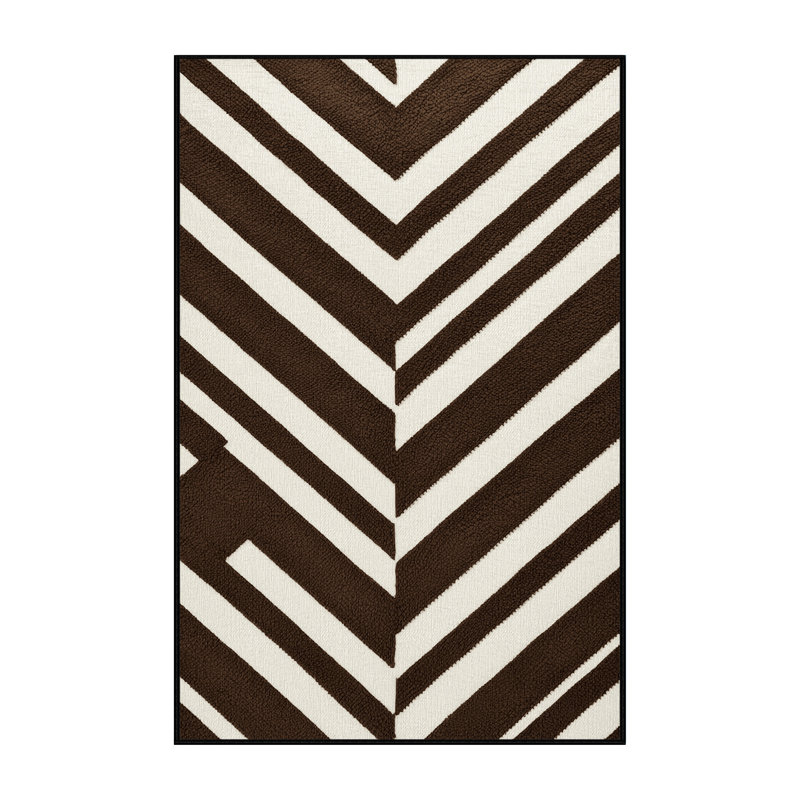  Tapis lavable rayé blanc bronze, Rectangulaire 3 pi x 5 pi