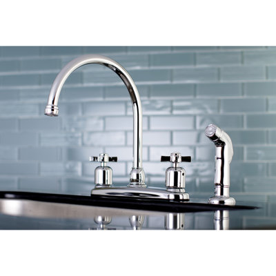 Kingston Brass Millennium Two-Handle 4-Hole 8" Centerset Kitchen Faucet with Side Sprayer