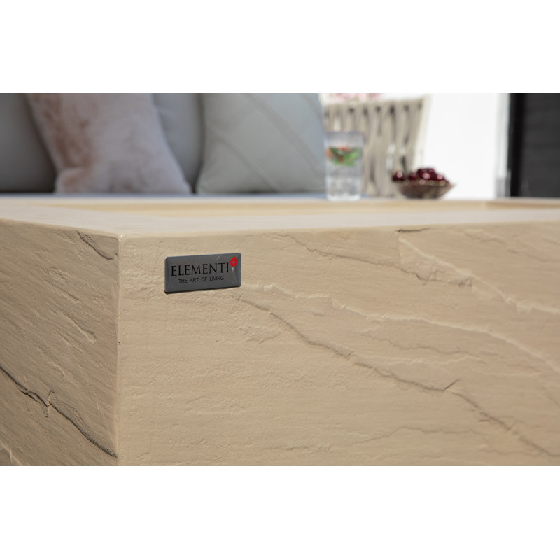 Capetown/Meteora/Colorado 56" Outdoor Sandstone Fire Pit 60,000 BTU - Includes Fire Glass, Lid & PVC Cover, Natural Gas