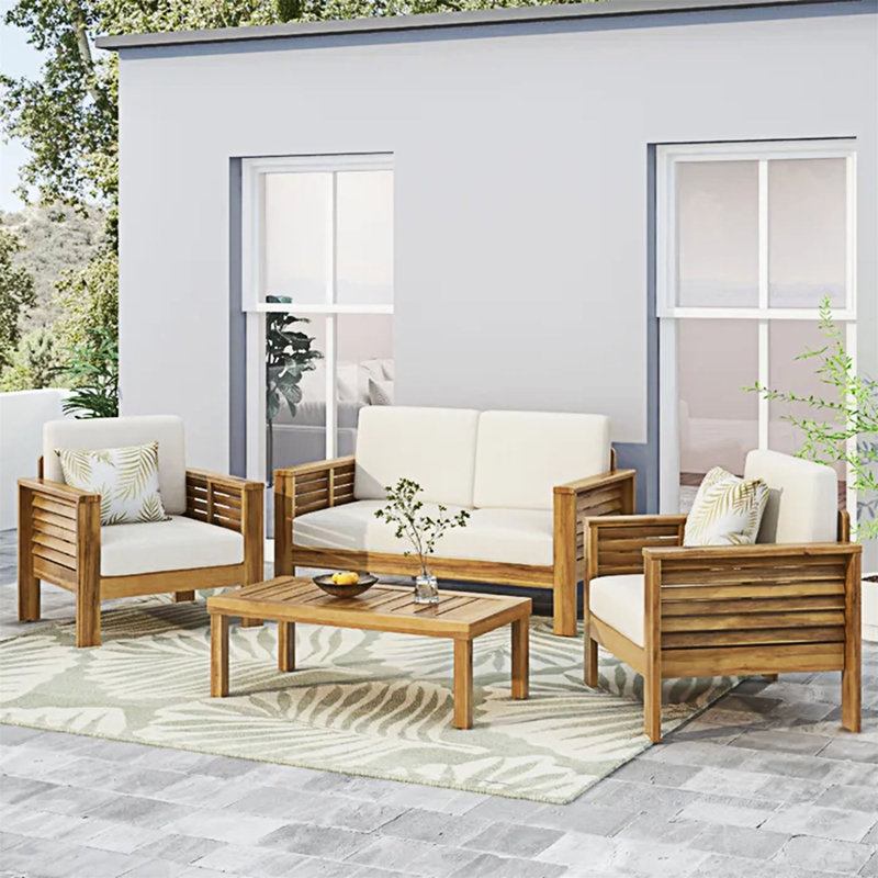 Ensemble de conversation pour canapé modulaire d'extérieur, Beige, Brun