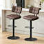 Tabourets de bar pivotants de 19,3 po de largeur, recouverts de similicuir, hauteur de comptoir réglable, avec repose-pieds, coussin épais et dossier incurvé (ensemble de 2)-1698309268