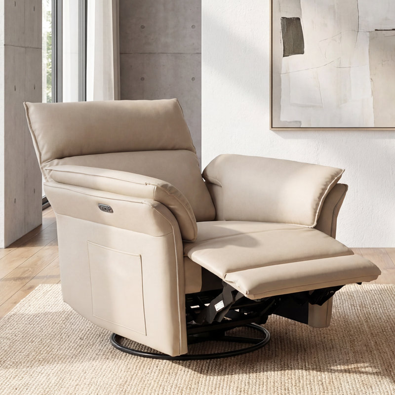 Faux Leather Electric Adjustable Upholstered Lounge Chair Recliner, Beige