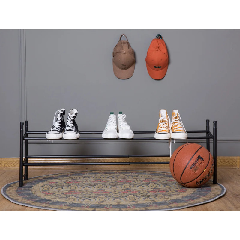 Silver - 2-Tier Expandable Shoe Rack, Black
