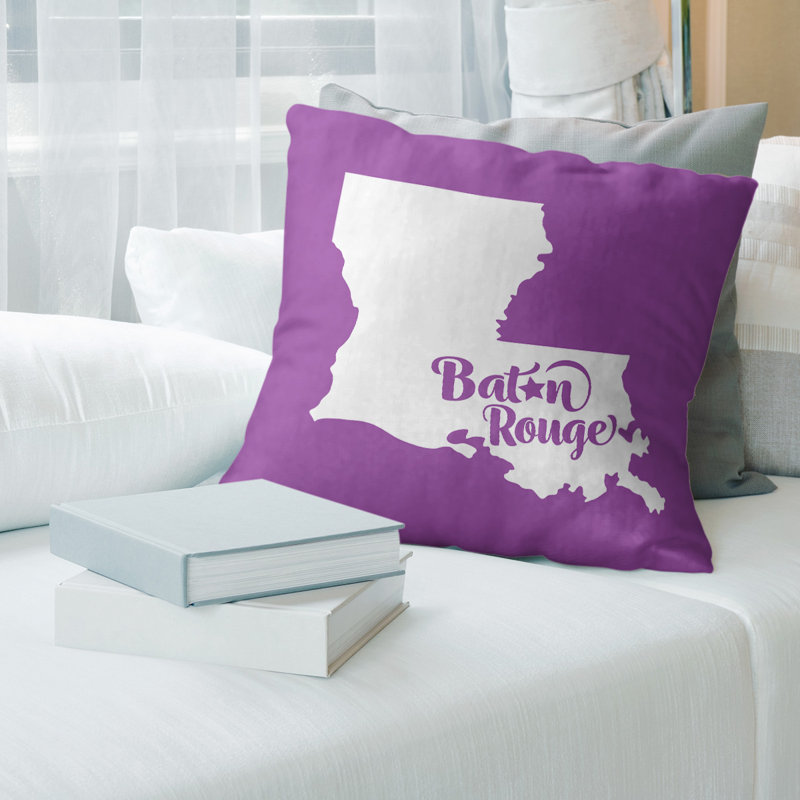 Coussin louisiana, Baton Rouge, 20 po x 20 po, Violet