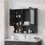 Armoire à pharmacie à miroir de 30 pouces avec tablettes ouvertes, rangement mural avec portes et miroir, tablette réglable, armoire de rangement pour salle de bain au-dessus de la toilette