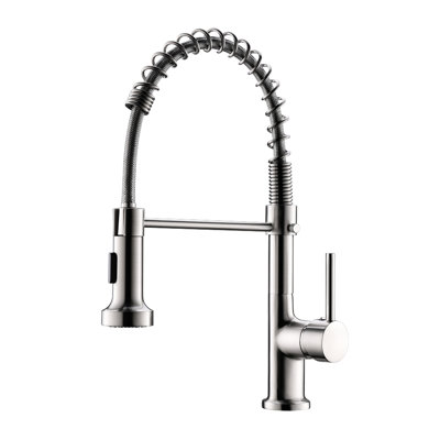 Contemporary Kitchen Sink Faucet With Pull Down , Brushed Nickel, 360 Rotation Design Nickel Spray, Single Handle, Rotatable For Use