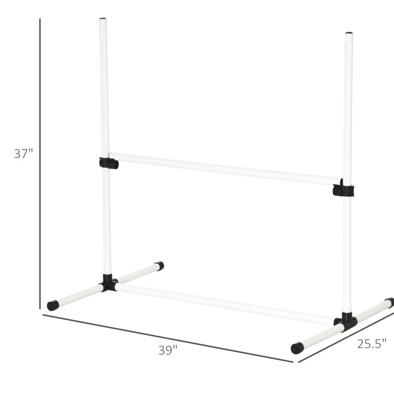 Entraînement d'agilité pour chien blanc - 4 pièces avec sauts réglables et sac de transport portable, pour l'installation de chiens intelligents par des barres de saut, fonctionne sur plusieurs surfaces,