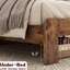 Très grande base de lit très grand en bois brun foncé avec tête de lit à DEL avec rangement, 2 pièces, utilisation silencieuse, pas de sommier tapissier, étapes d'assemblage simples, grande performance silencieuse sous l'espace, travail rapide, grand