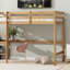 Lit mezzanine simple avec bureau intégré, échelle et garde-corps en finition chêne blanc-118038463