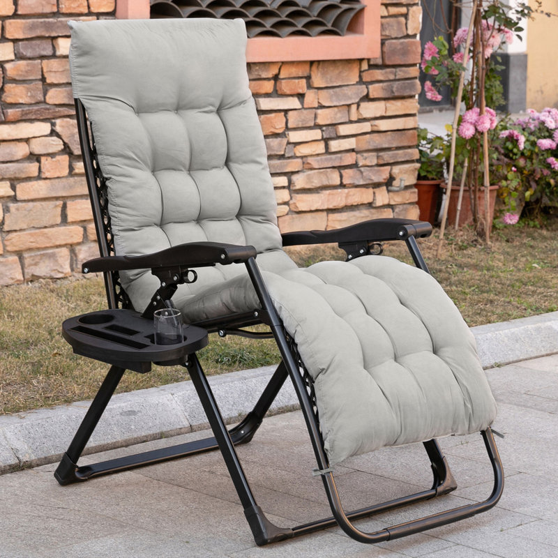 Outsunny Zero Gravity Chair, Folding Reclining Lounge Chair With Padded Cushion, Side Tray For Indoor And Outdoor, Supports Up To 264Lbs, Gray