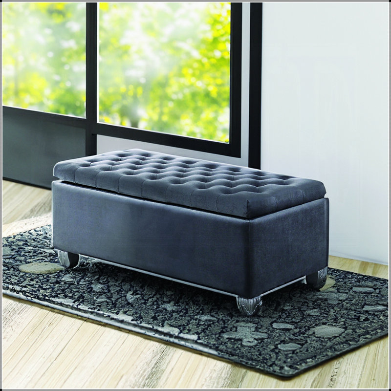 Banc en tissu gris Rebekah avec rangement