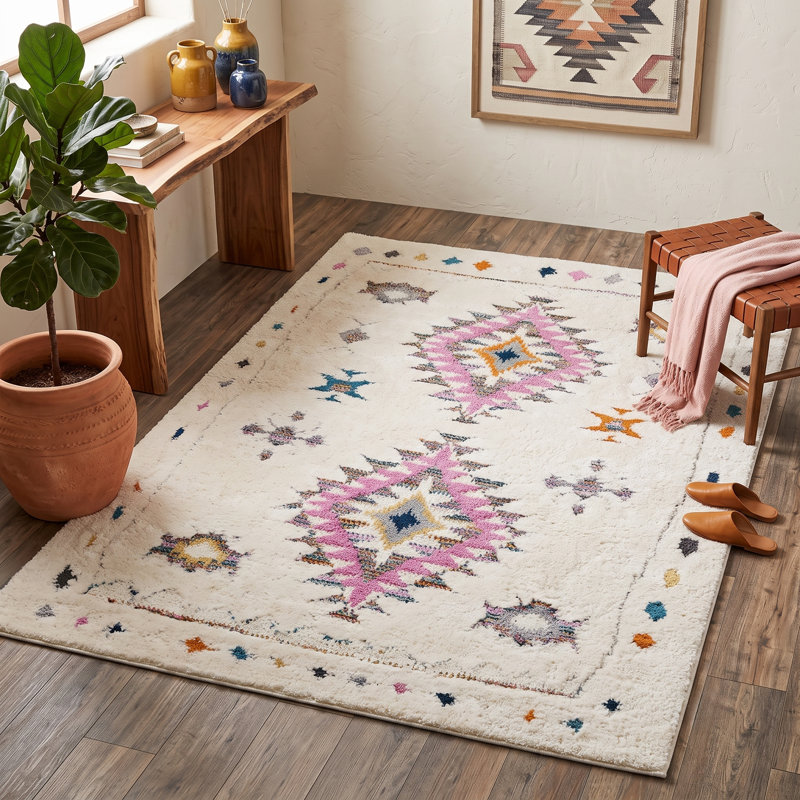 Tapis ivoire à motif géométrique Barden, Rectangle 7 pi 11 po x 10 pi 10 po