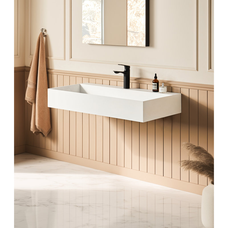 30" X 18" Solid Surface Rectangle Wall Mounted Matte White Bathroom Sink - And Luxurious Option