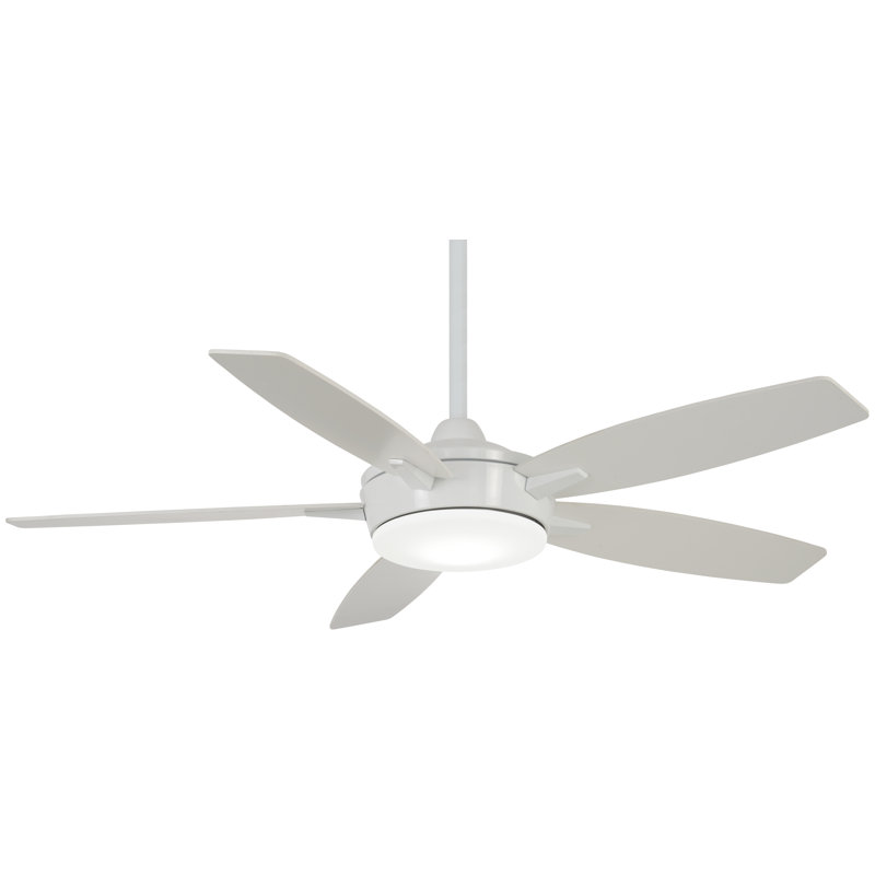52"  5- Blade Outdoor Standard Ceiling Fan with Remote Control and Light Kit Included, White