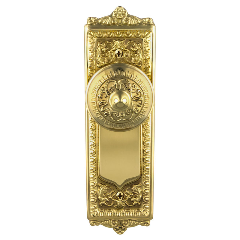 Egg & Dart Plate with Egg & Dart Door Knob, Polished Brass