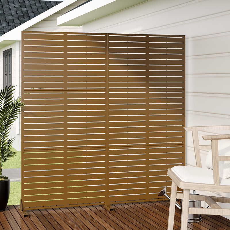72" Metal Outdoor Privacy Screen, H 72 po x l 72 po x P 16 po, Brun