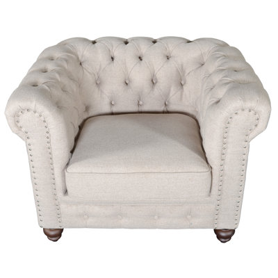 Fauteuil Chesterfield en lin touffeté de 47 po Darnee