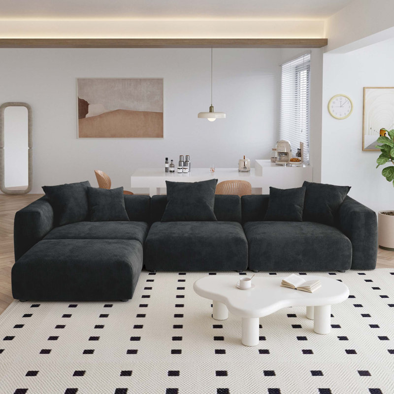 Canapé modulaire en L 4 po Pixel, Noir