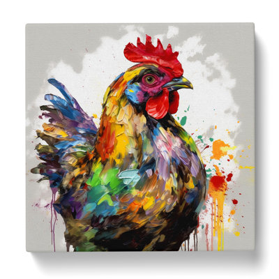 Chicken Gestural Art - Wrapped Canvas - Framed Print