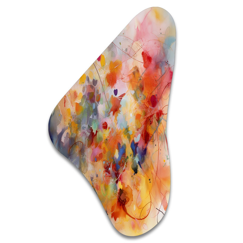 «Colorful Transformations Of Flow II», art mural asymétrique abstrait en forme de Boomerang, H 39 po x l 21 po