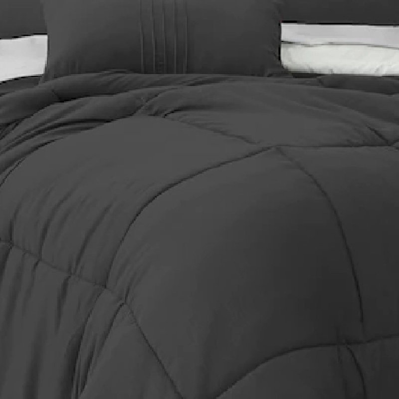 Black Hypoallergenic Microfiber Reversible 8 Piece Comforter set, King Comforter + 7 Additional Pieces, Sage Green