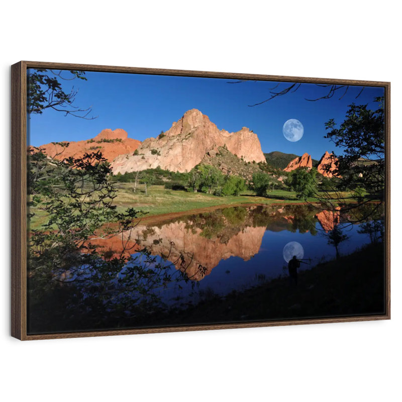 Jardin du lac des Dieux, 25 po x 17 po, Cadre flottant noyer