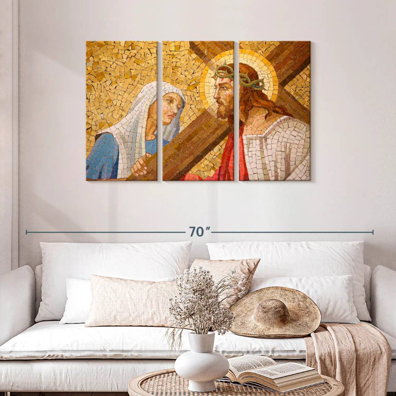 Adella, Jésus-Christ et Marie, mosaïque, H 28 po x l 45 po