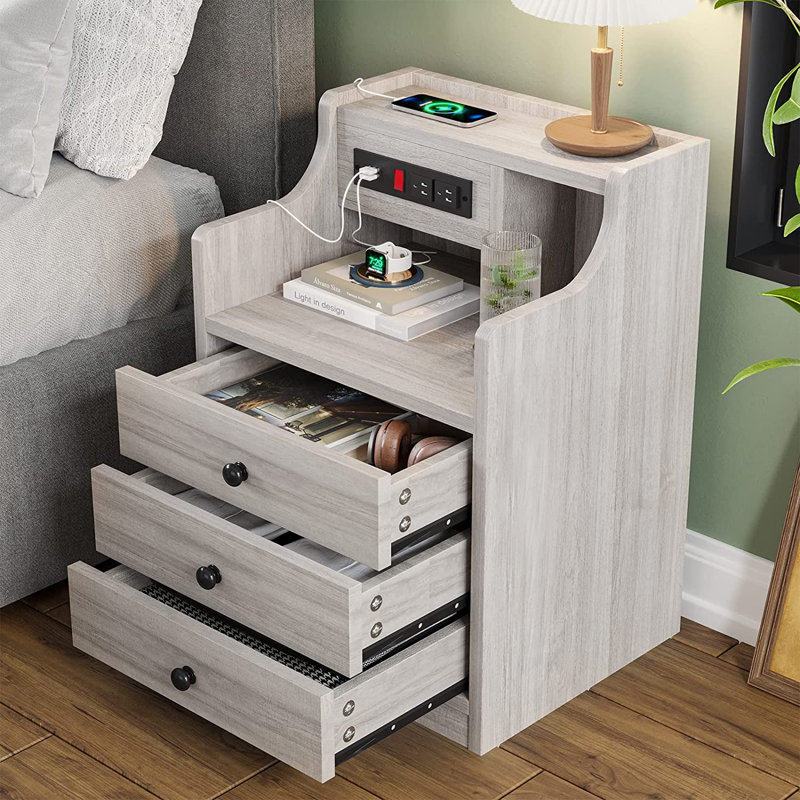 Table de chevet 3 tiroirs Akke, Gris