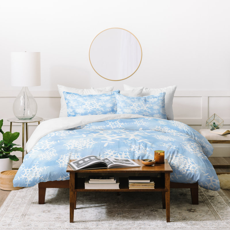 Ensemble de housse de couette Lisa Argyropoulos Snow Flurries, Housse de couette grand et 2 taies décoratives, Bleu