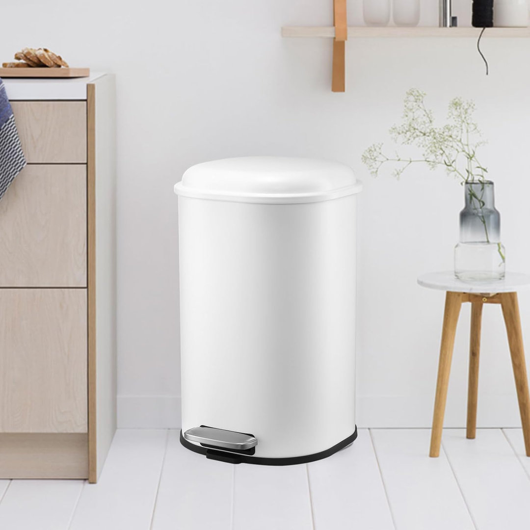 8-Gallon Step-Open Trash Can With Soft-Close Lid, Modern babevy