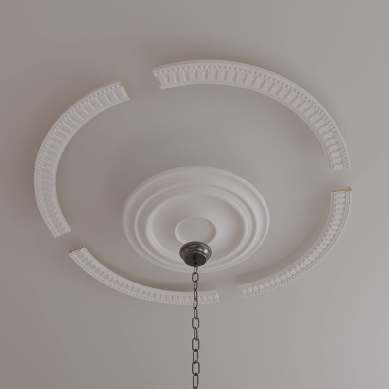 Ekena Millwork 47" Primed Dentil and Bead Decorative Ceiling Ring