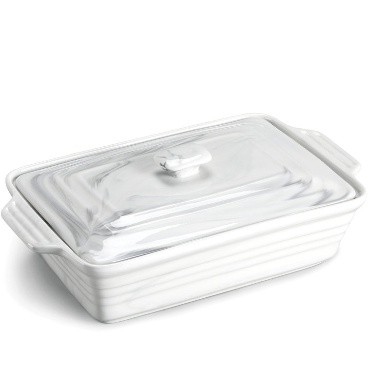 2.7 L Porcelain China Rectangular Baking Pan with Lid