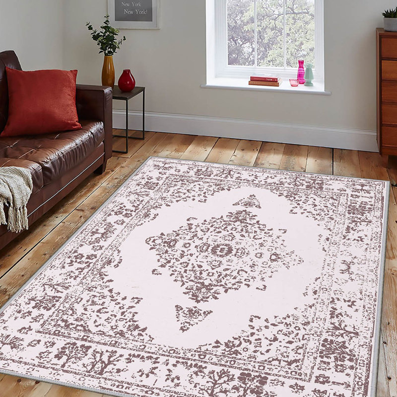 Luxurious Woven Area Rug, 5.9 x 9.2 ft, 100% Polyester, Antibacterial | Non-Slip PVC Felt Dot Underside, 0.3 in Pile Height | Machine Washable, 3D Digital Print, Perfect for Living Room & Bedroom Décor