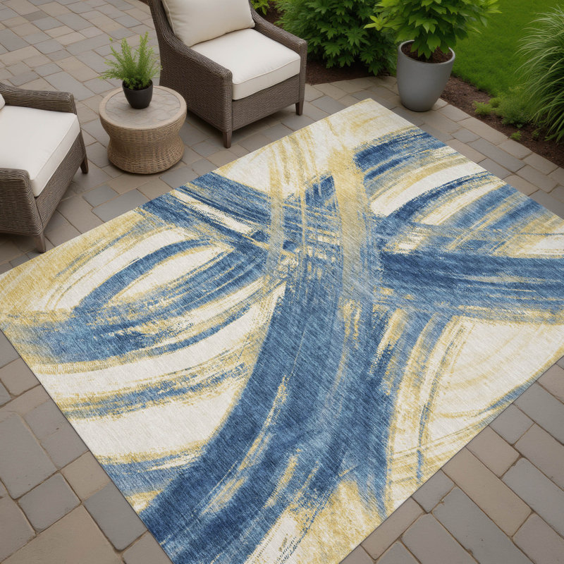 Machine Washable Indoor/Outdoor Lockway ACN2421 Abstract Rug, Rectangle 10' x 14'