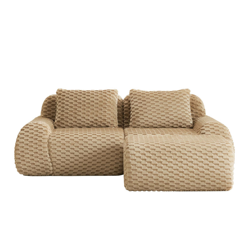 82" Modern L-Shaped Modular Sectional Sofa for Living Room,Flannelette Fabric,Oversized 2-Seater Couch,boneless sofa ,Movable Ottoman,Buckle connection,Anti-slip Design,No Assembly