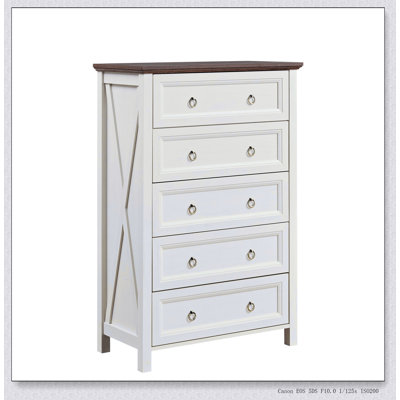 Commode en bois à 5 tiroirs Farmhouse, grand rangement rustique pour la chambre à coucher, le salon et le couloir