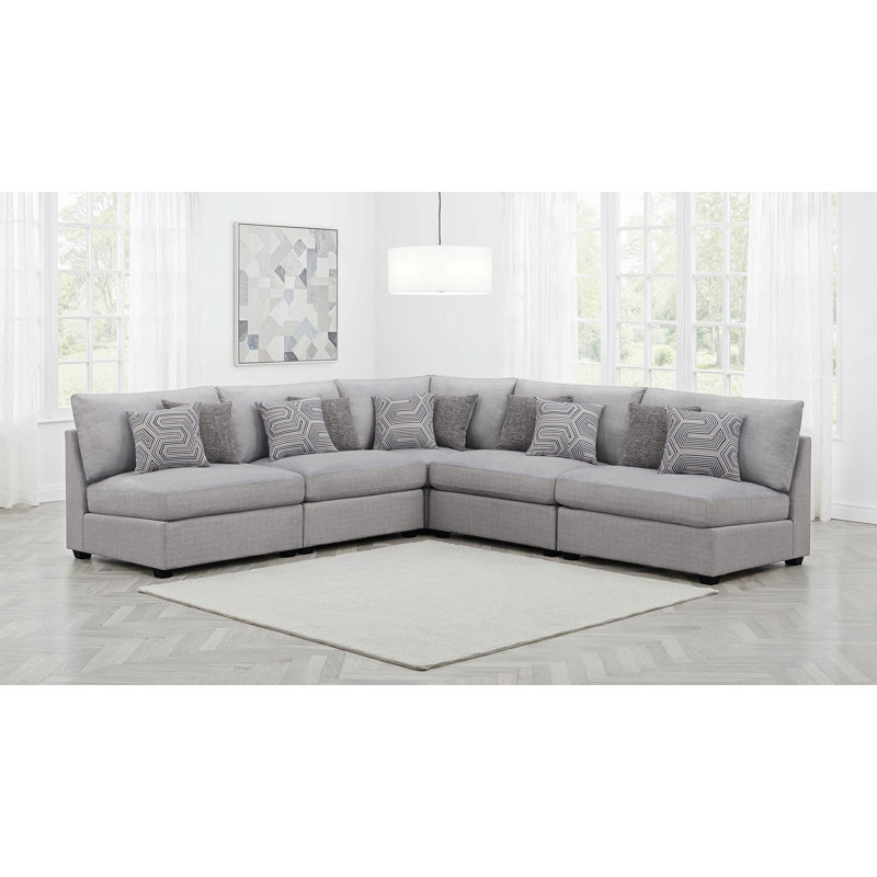 Blydenburgh 5-piece Upholstered Modular Sectional Sofa Grey