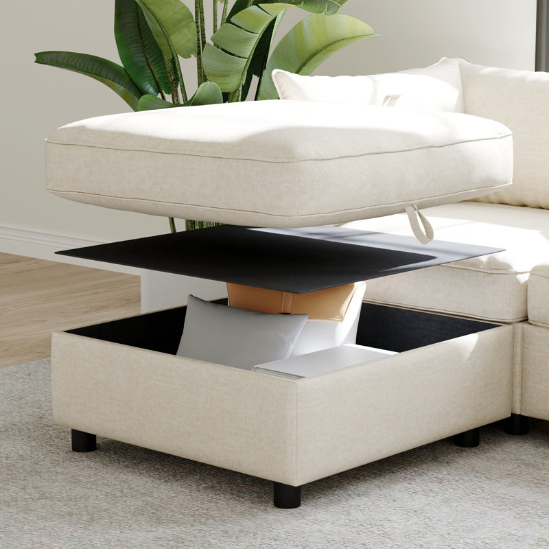 Siège sans accoudoirs pour canapé modulaire modulaire, siège de canapé convertible avec rangement, Beige