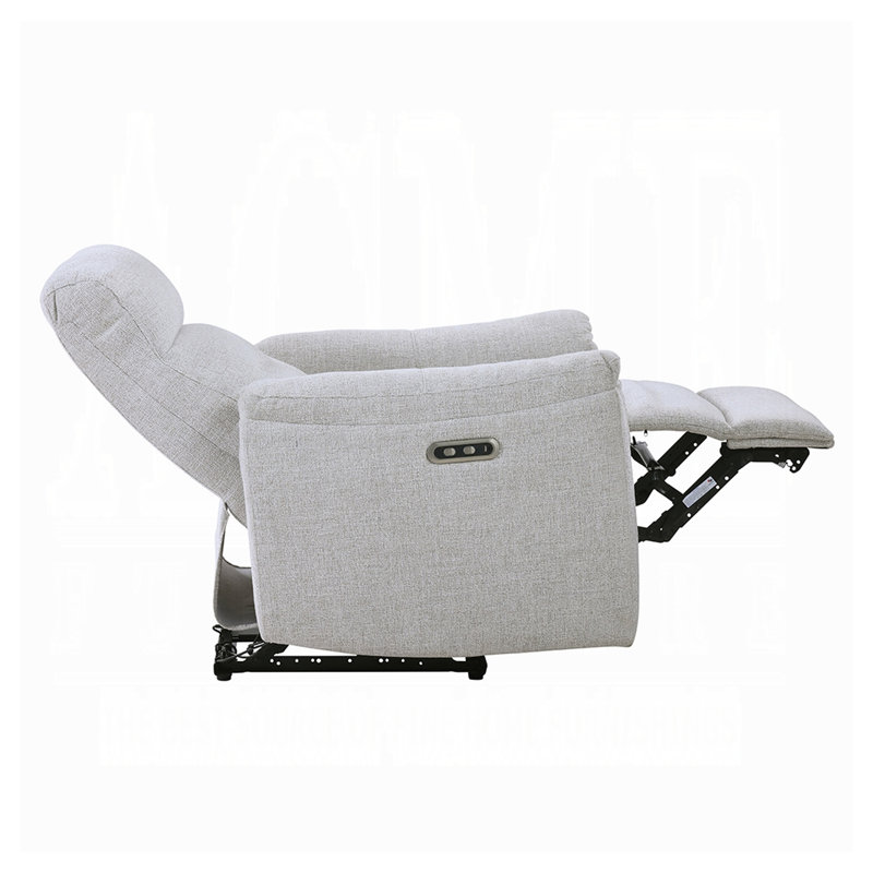 Tres Power Motion Recliner Chair With USB Port, Foam Fill Gray Chenille