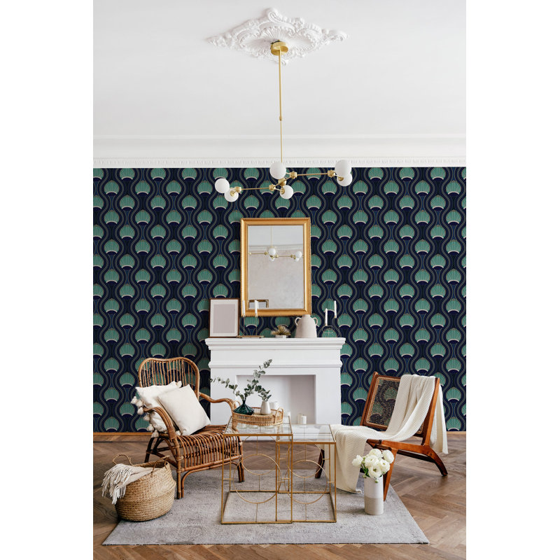 CoEd Riviere 10' L x 24" W Wallpaper Tile, Purple, Premium Paper