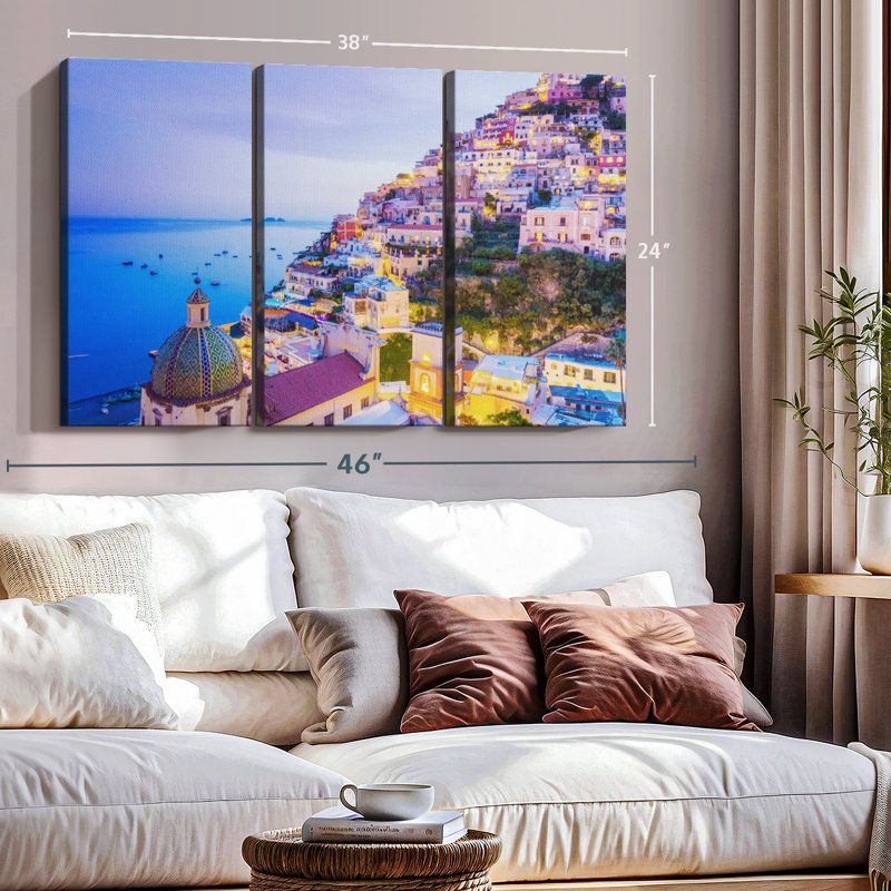 «Coastal Town of Amalfi», reproduction sur toile, H 24 po x l 38 po x P 1,25 po