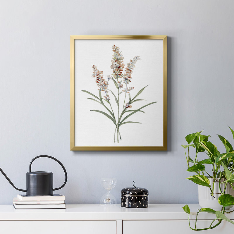 Toile encadrée de qualité supérieure Dicat Botanical I - prête à être accrochée, Or, H 24 po x l 20 po