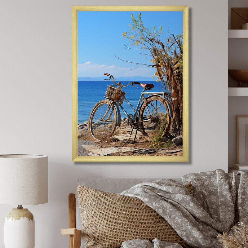 Cobalt cruiser vélo I sur toile, Encadrement doré, H 40 po x l 30 po x P 1,5 po