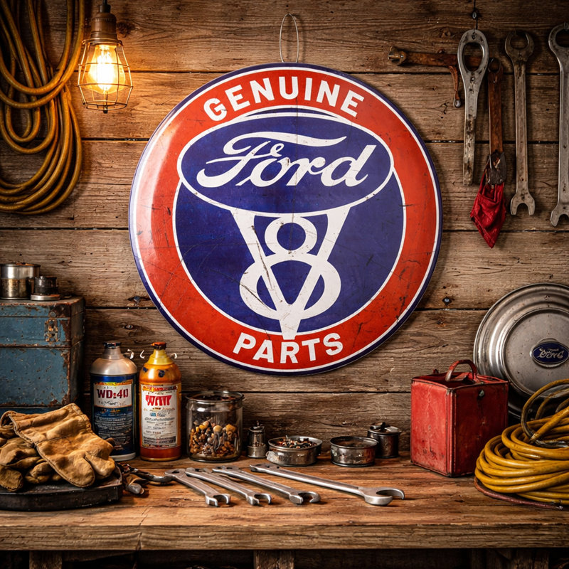 Mancave Round Transportation Wall Decor on Metal