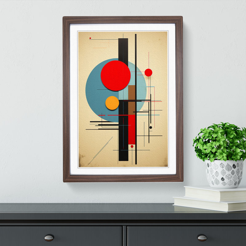 XYZ-FRM-V1223-4502 Minimalist Constructivism - Single Picture Frame Print on Wood, 34cm H x 25cm W x 2cm D, Walnut 