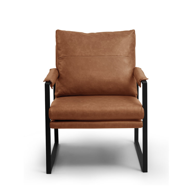 Upholstered Modern Accent Chair with Metal Frame, Light Gray Polyester Blend