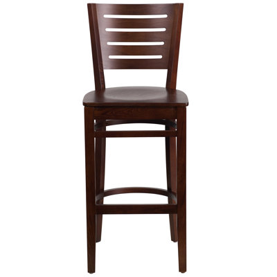 Kadircan Slat Back Wooden Restaurant Barstool